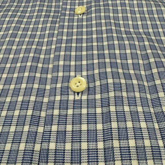 David Donahue Dress Shirt 18 34/35 Big Button Down Gingham Blue Long Sleeve - Picture 3 of 7
